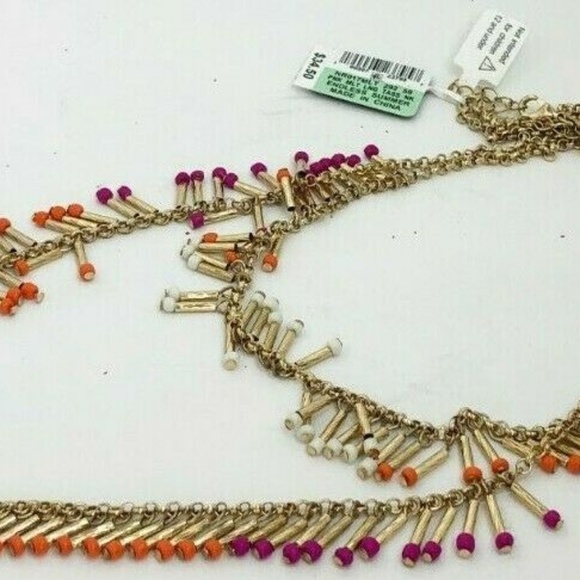 INC MULTI Gold Pink Orange Bead Chain Necklace NWT - Picture 3 of 7